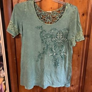 Distressed looking green shirt